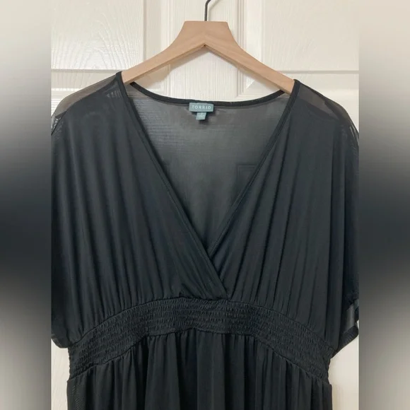 Torrid Women’s Sheer Black Mesh Smocked Waist Swimsuit Coverup Mini Sun Dress 3X - Picture 3 of 9